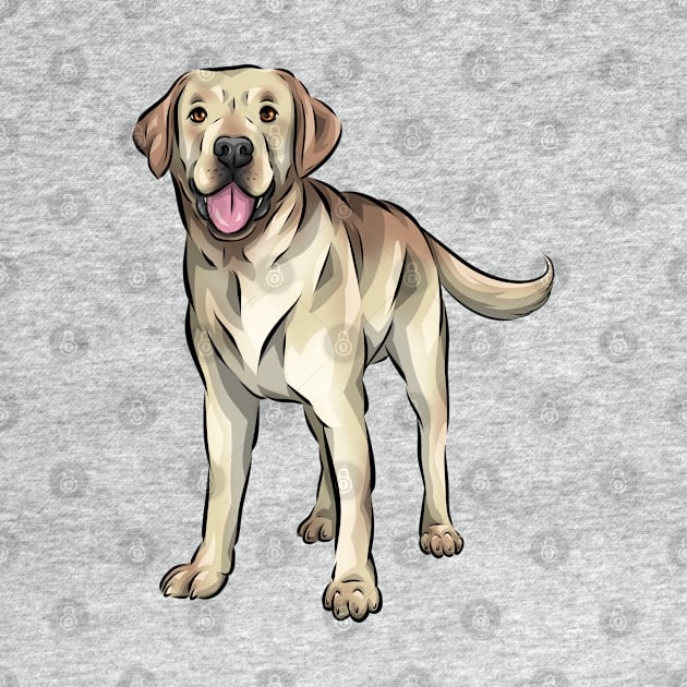 Cute Yellow Labrador Dog by Shirin Illustration